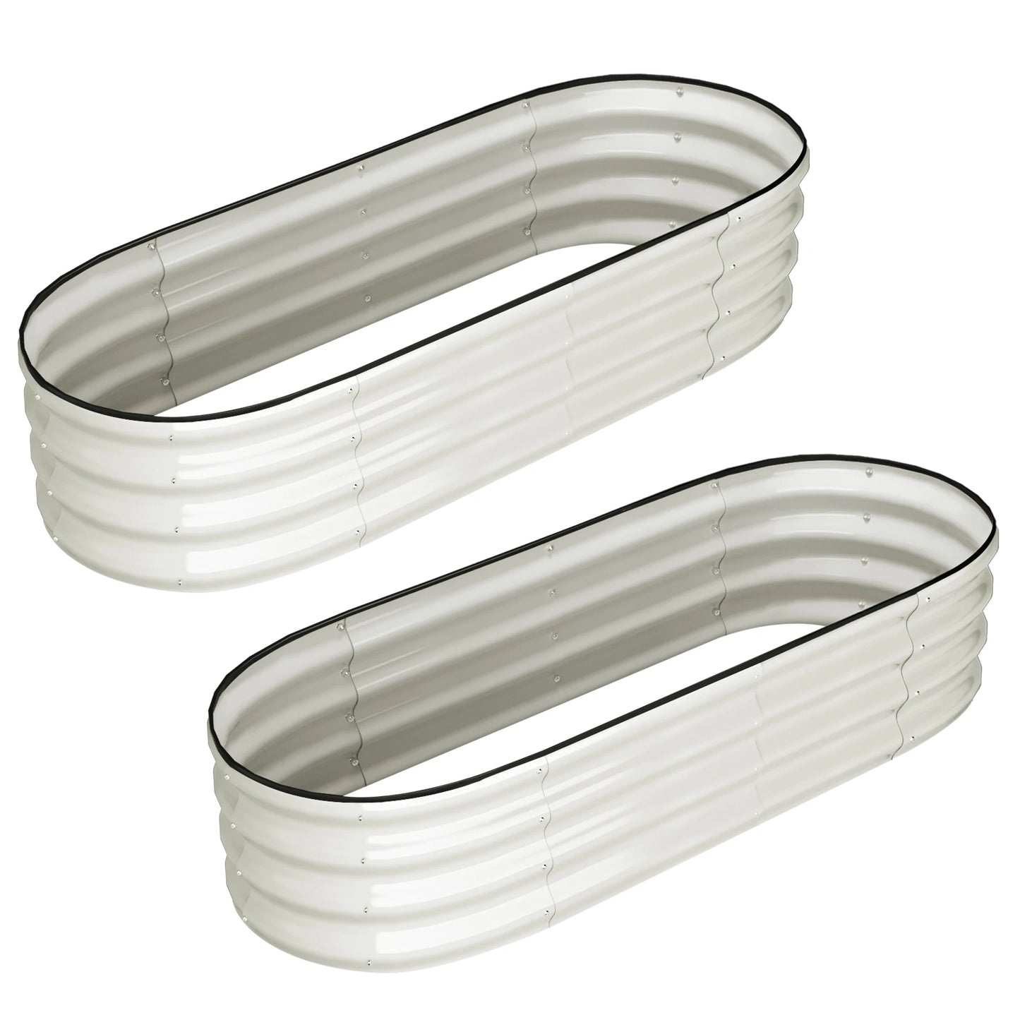 HiMIS Oval Galvanized Raised Garden Bed Outdoor Planter