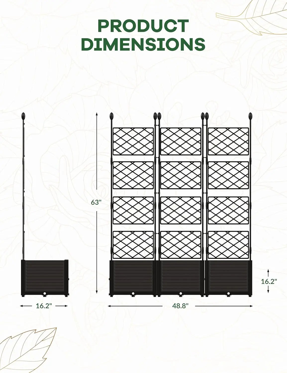 HiMISS Plastic Plant Box With Metal Trellis Raised Garden Bed