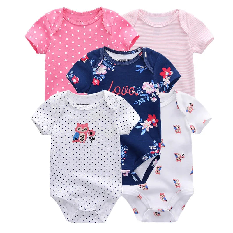Kiddiezoom Summer 5 Piece Cartoon Bodysuits For Babies
