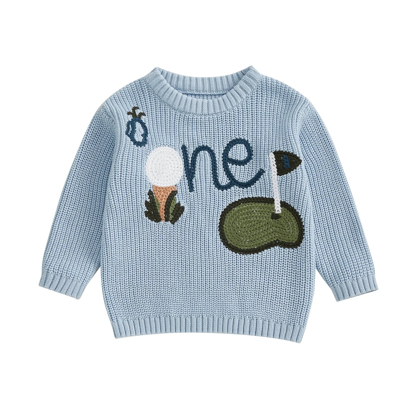 Toddler Unisex Knit Pullover Sweater Embroidered Golf Design