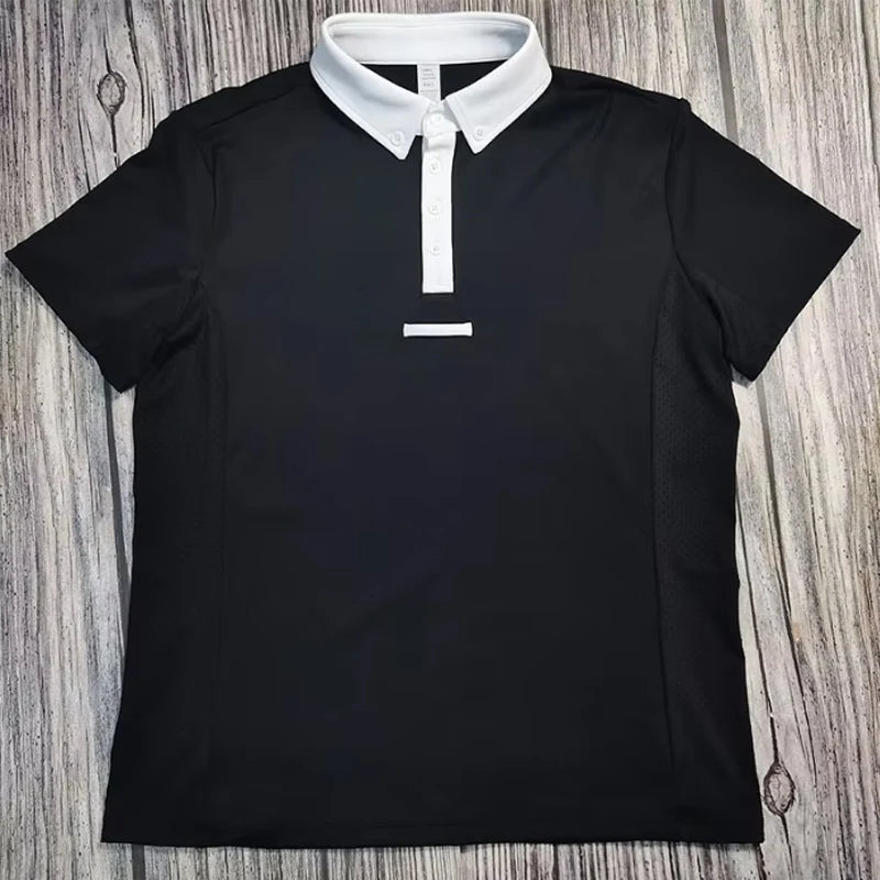 MXLLINA Mens Equestrian Short Sleeve T-Shirts Sports Horse Riding Tops Man Ridings Competition Blouse Equestrian Base Layer