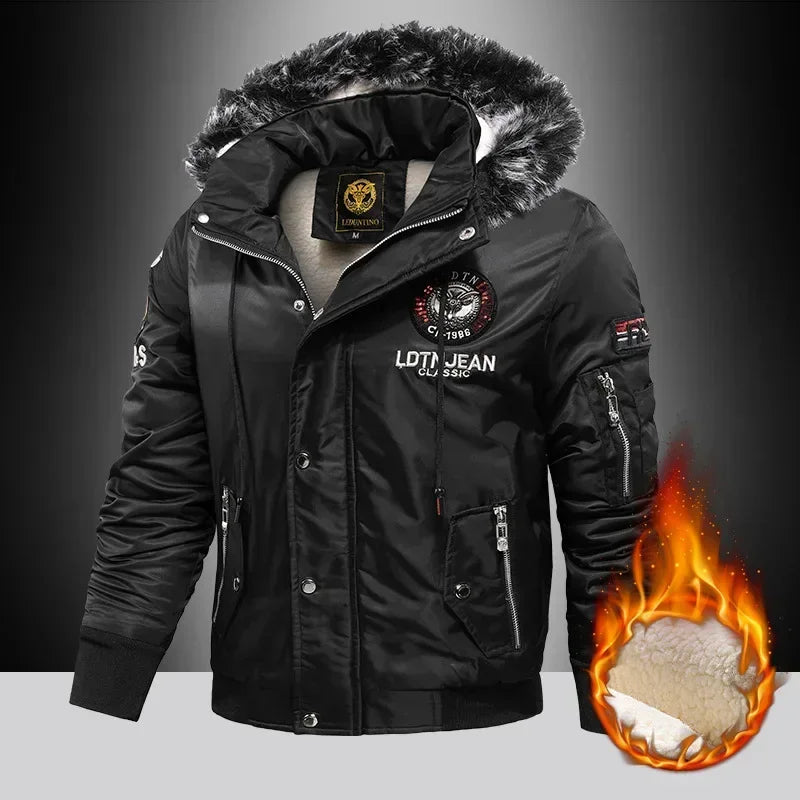 Men's Padded Parka Coat With Silk Filling And Hood