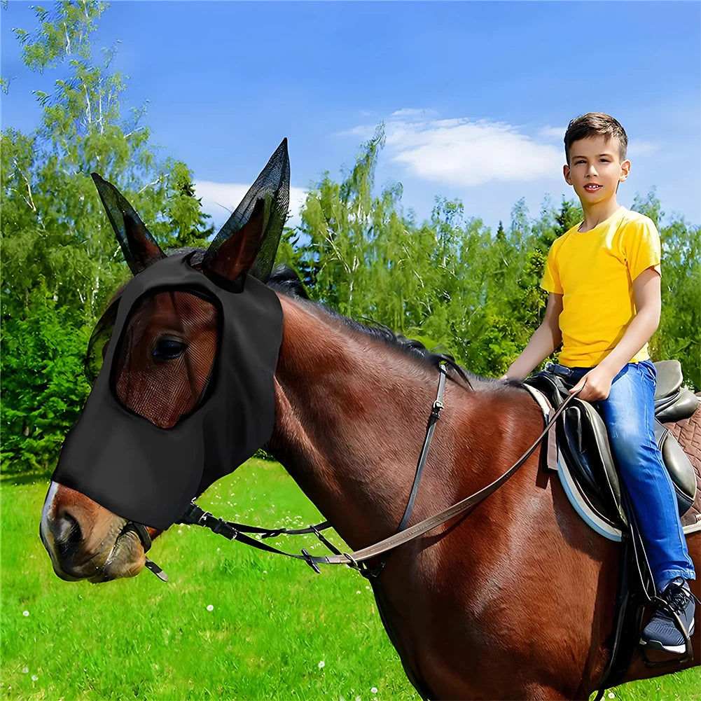 Anti Mosquito Mask For Horse Riding Equestrian Breathable Mesh Hood