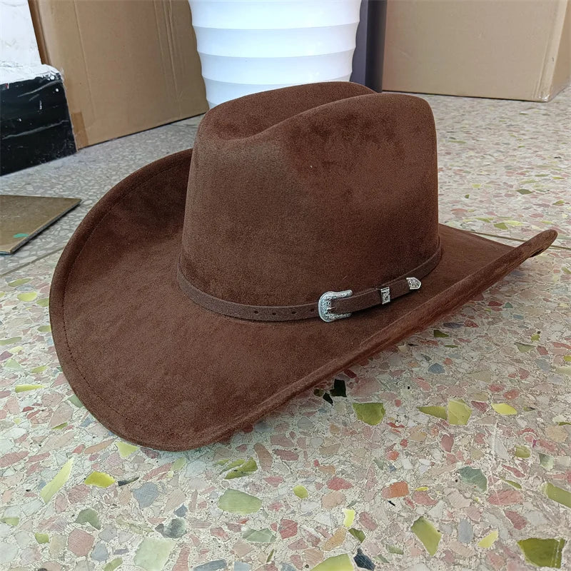 Unisex Suede Cowboy Hat Water Drop Crown Outdoor Wear