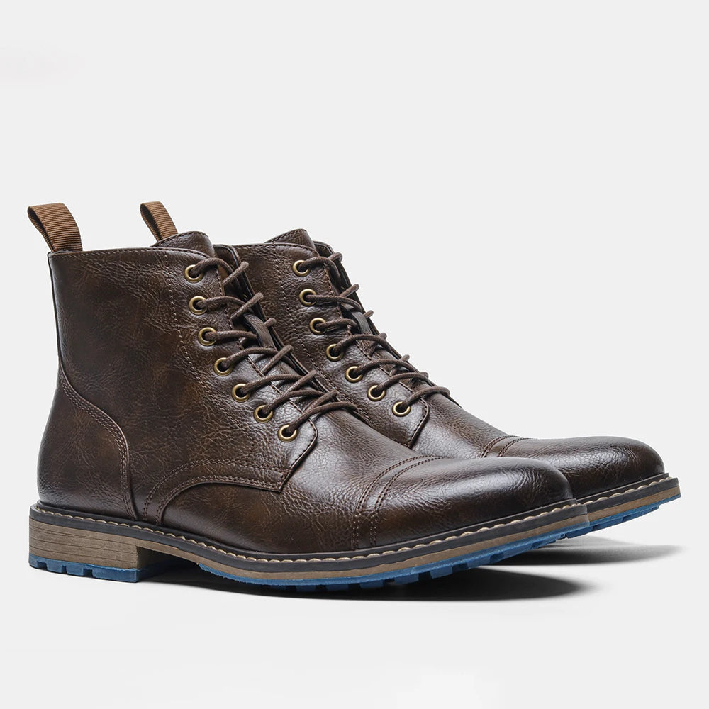 Hecrafted Men's Retro Leather Ankle Boots for Comfortable Spring Fashion and Everyday Wear