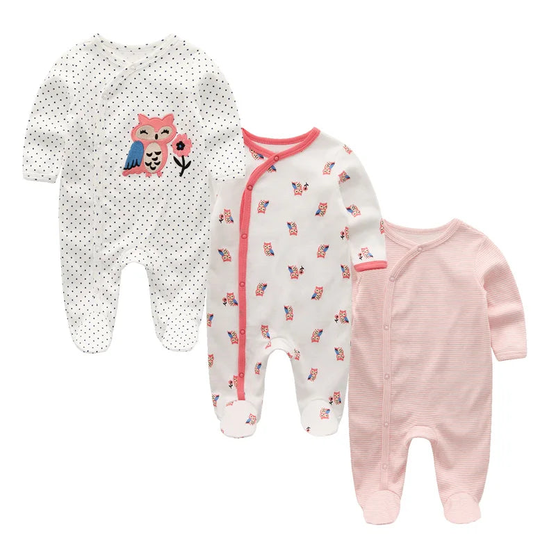 3 Piece Baby Romper Set Autumn Winter Long Sleeve 100% Cotton