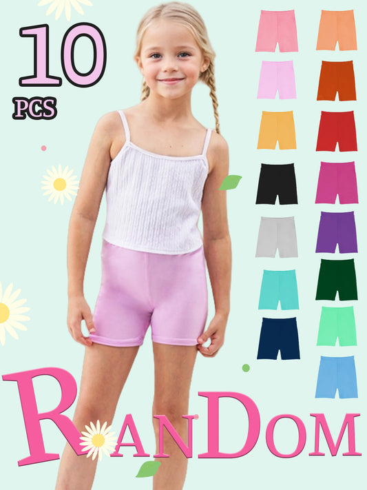 Girls Summer Biker Shorts Elastic Waist Polyester Elastane Multipack
