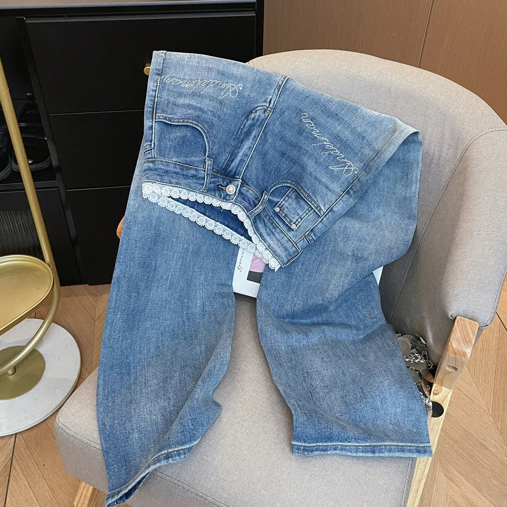 Nowsaa Women High Waist Straight Denim Jeans With Pockets