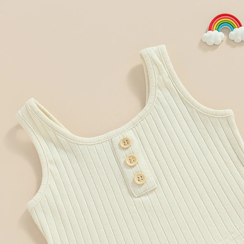 Lioraitiin Kids Two Piece Summer Set Vest Tops Shorts