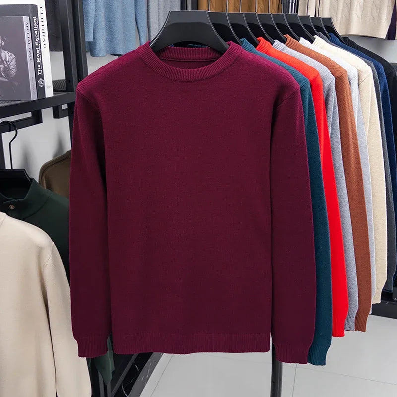 Men's Casual Knit Sweater Round Neck Diamond Pattern