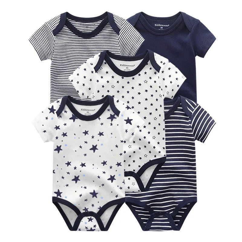 Kiddiezoom Summer 5 Piece Cartoon Bodysuits For Babies