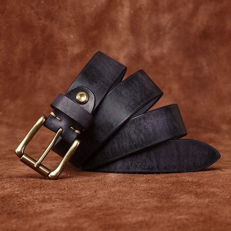 CINESSD Genuine Cowhide Leather Belt With Brass Pin Buckle
