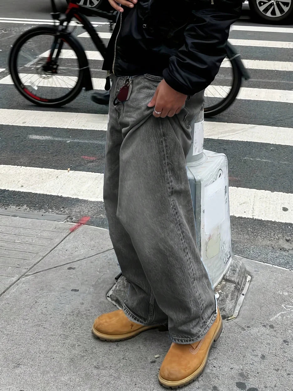 Men Anime Spring Casual Star Patched Jeans With Pockets