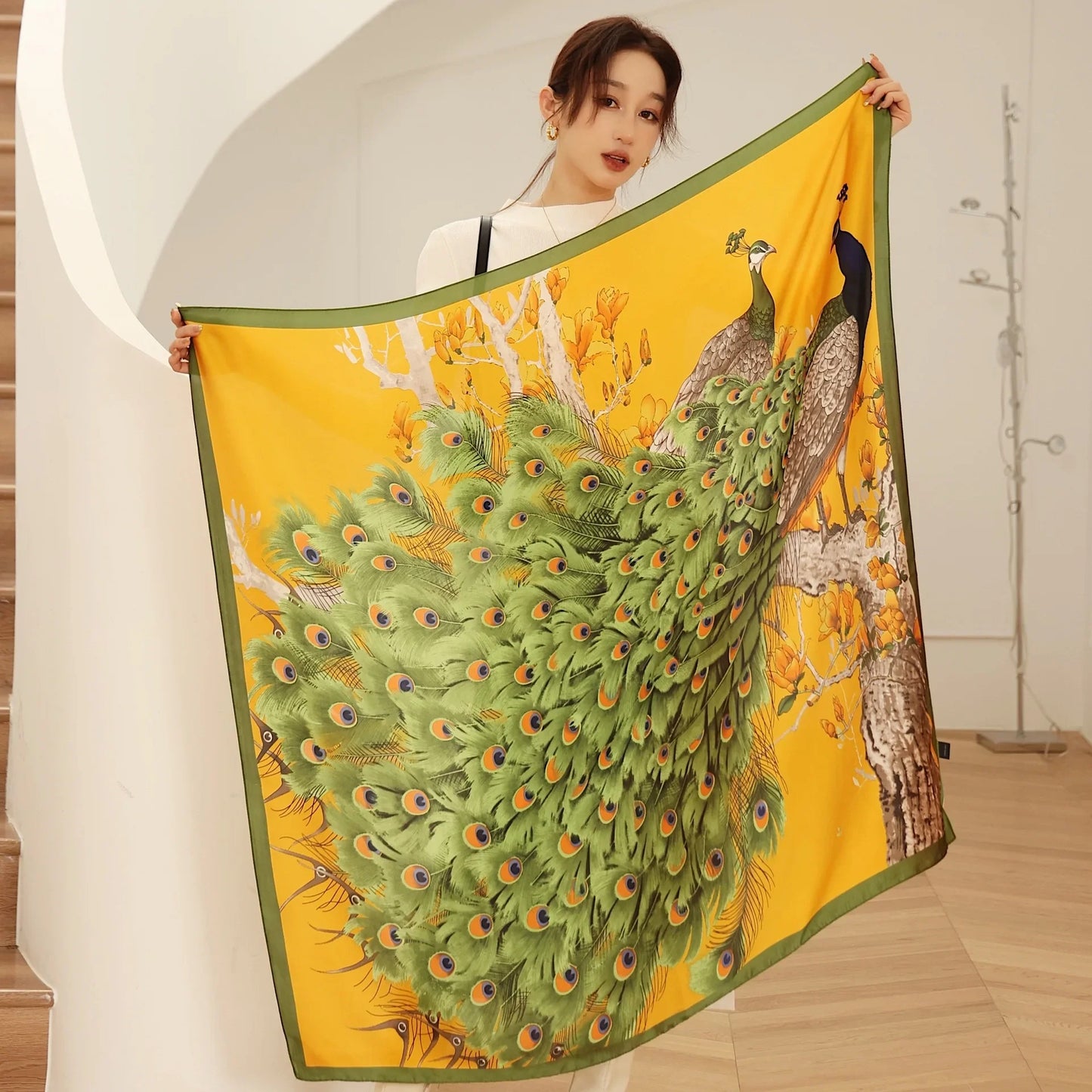 Horse Print Square Scarf For Women Polyester Windproof Head Wrap