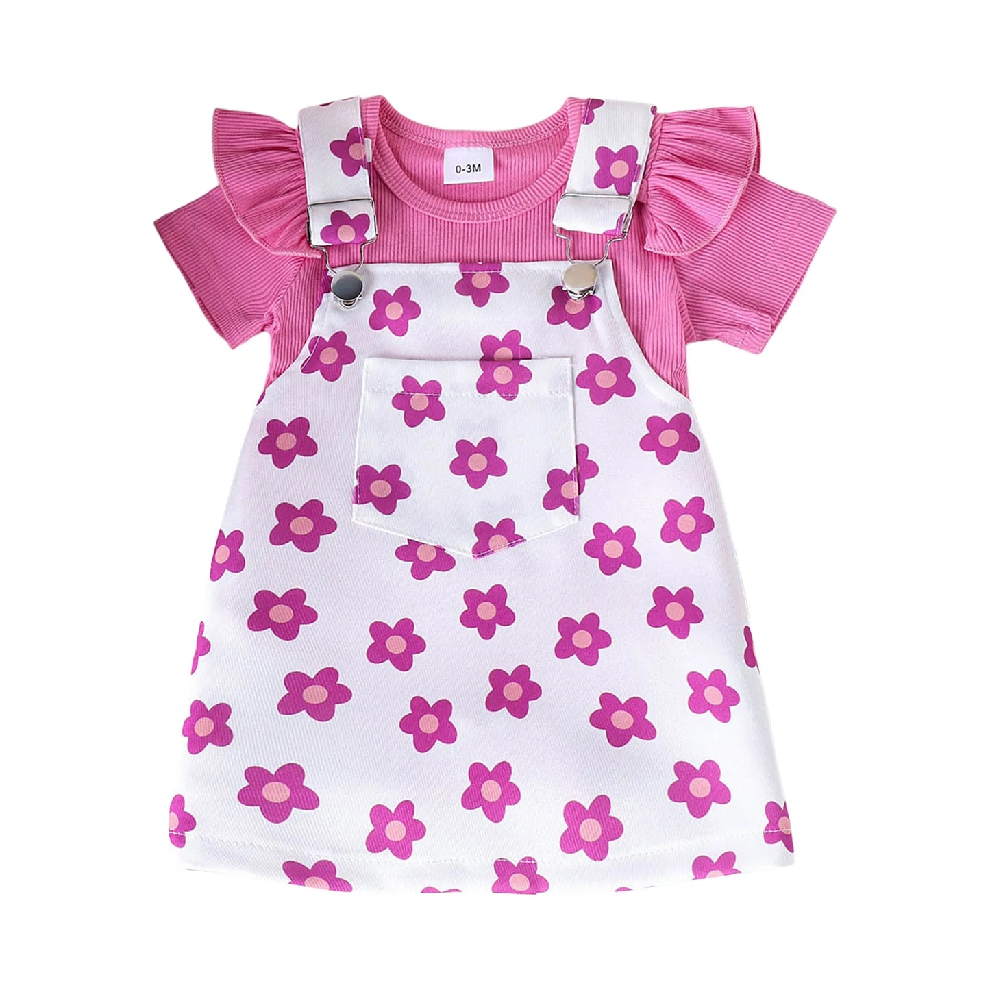 Floral Print Unisex Bamboo Fiber Romper Set Short Sleeve