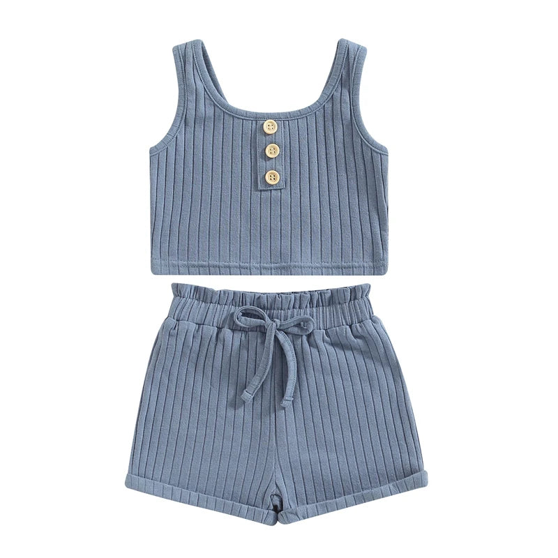 Lioraitiin Toddler 2 Piece Summer Outfit Set Vest Shorts