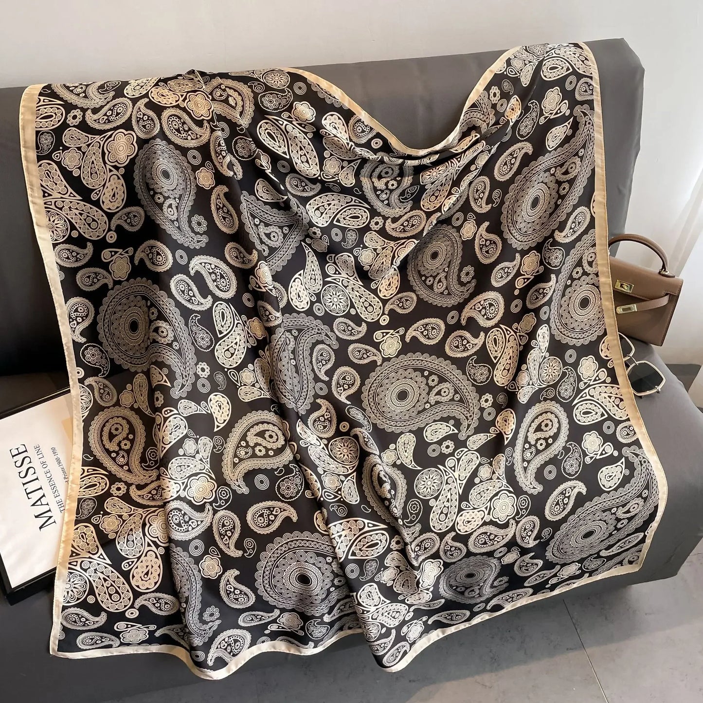 Horse Print Square Scarf For Women Polyester Windproof Head Wrap
