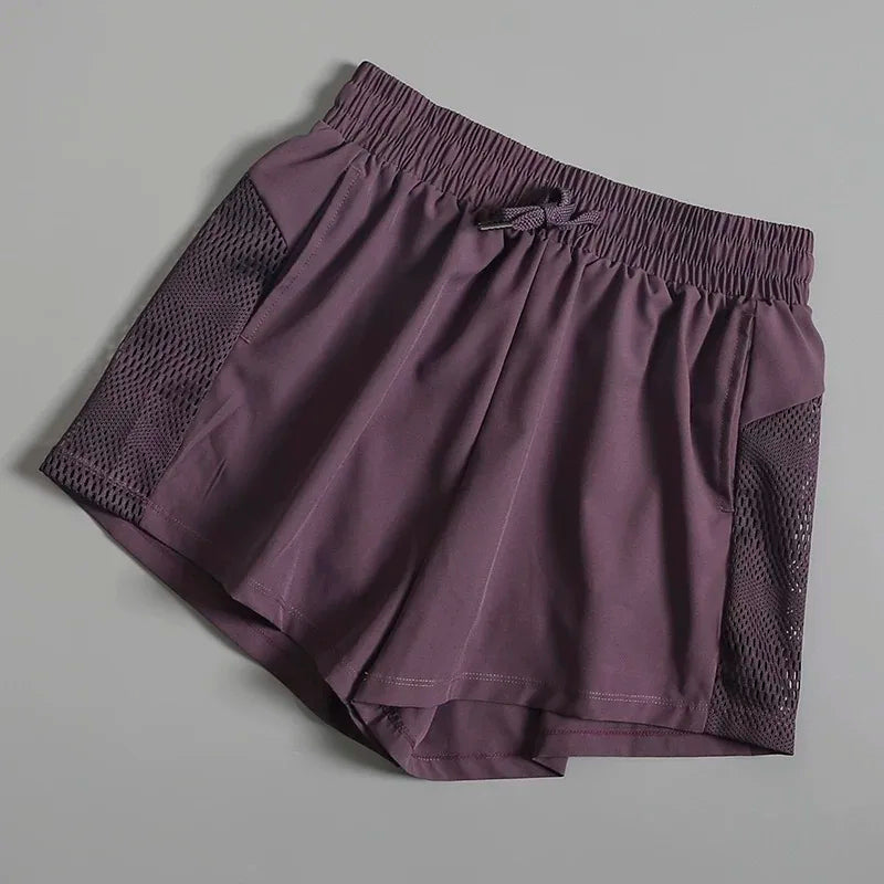 High Waist Yoga Pants Quick Dry Running Shorts With Pockets