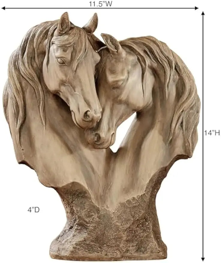 Resin Horse Sculpture Heart Shaped Nuzzling Table Decor Living Room
