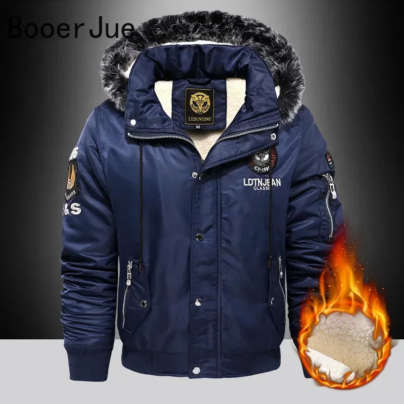 Men's Padded Parka Coat With Silk Filling And Hood
