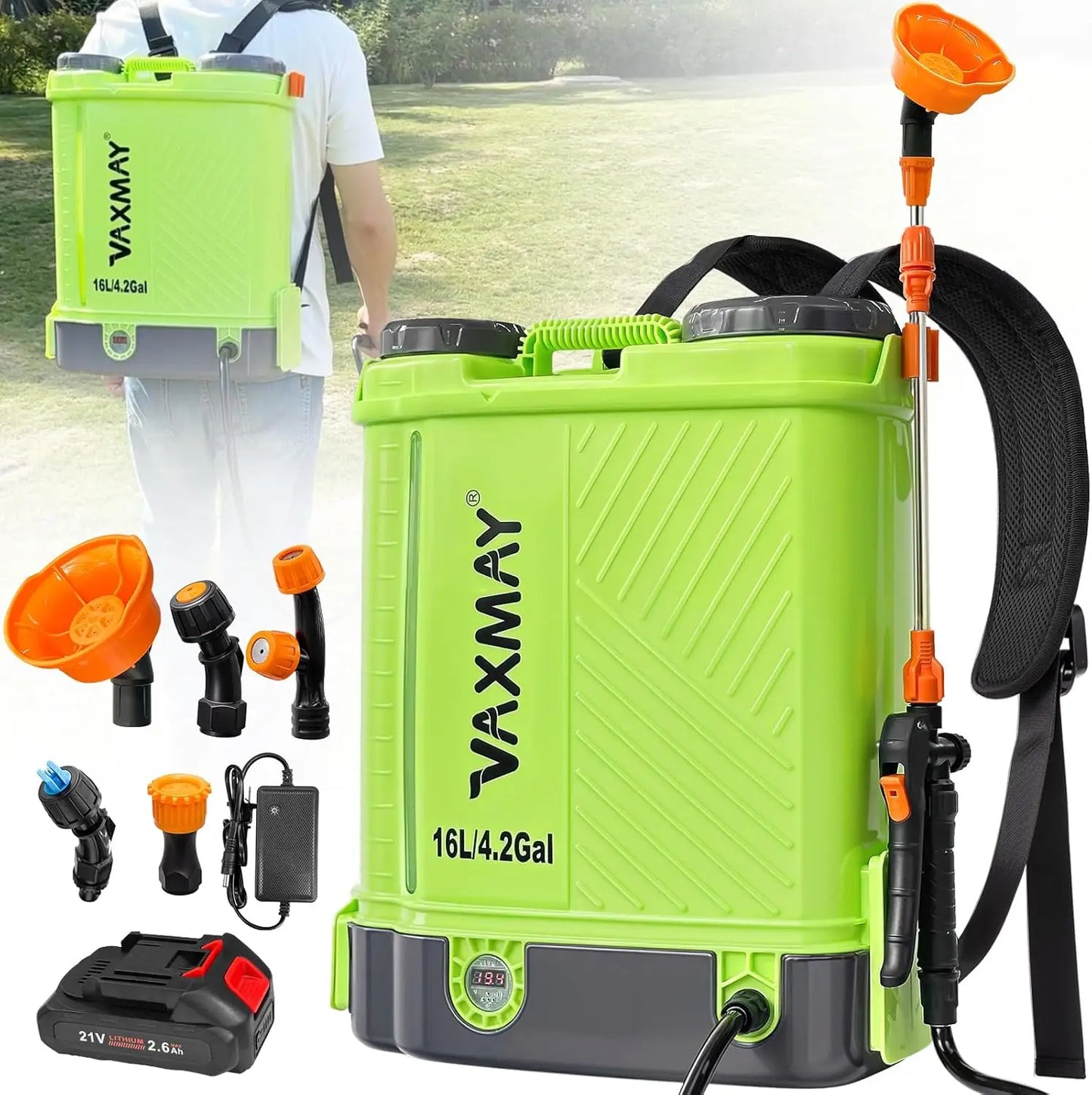 Electric Backpack Sprayer With 100 PSI TelescopicWand And 5 Nozzles