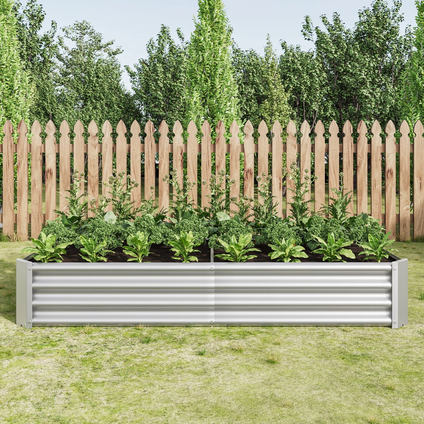 Raised Garden Bed Outdoor Metal Rectangle Planter For Plants