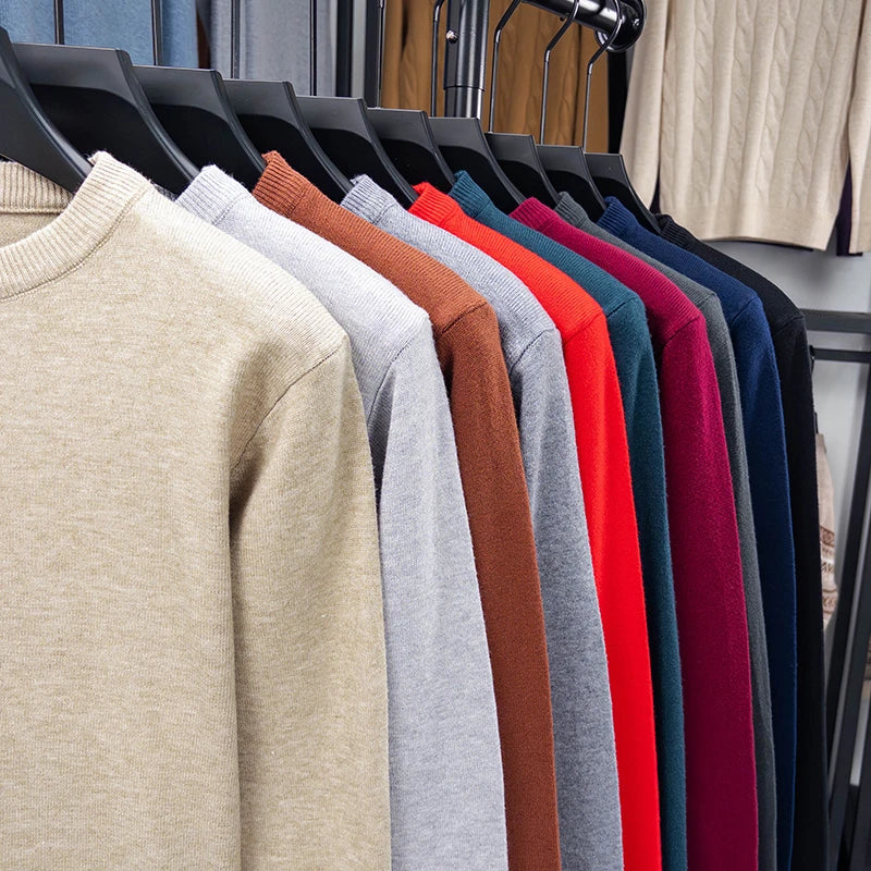 Men's Casual Knit Sweater Round Neck Diamond Pattern