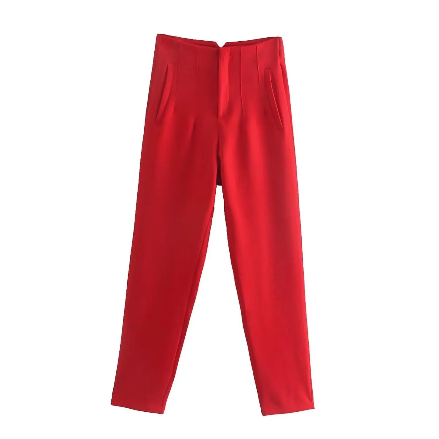 Others High Waist Casual Pants For Women Slim Fit Polyester