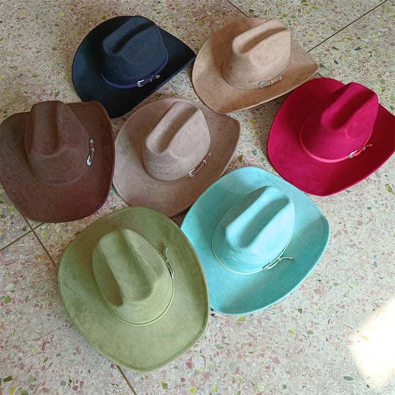 Unisex Suede Cowboy Hat Water Drop Crown Outdoor Wear
