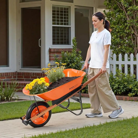 Single Wheel Garden Cart 5 Cu Ft Capacity 265 Pounds