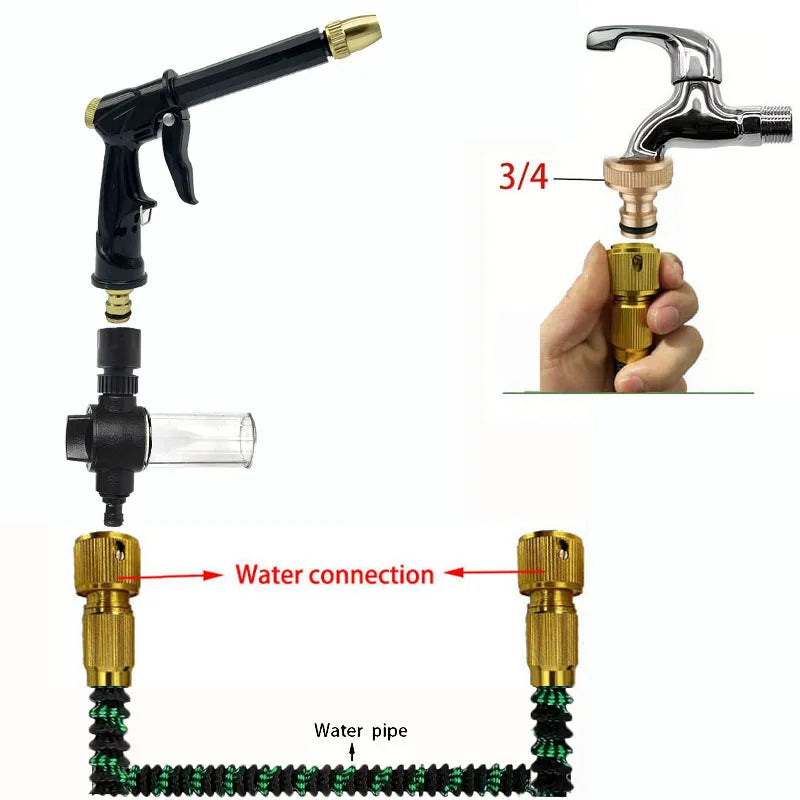 Expandable Garden Hose Reel With Metal Connector High Pressure TPE