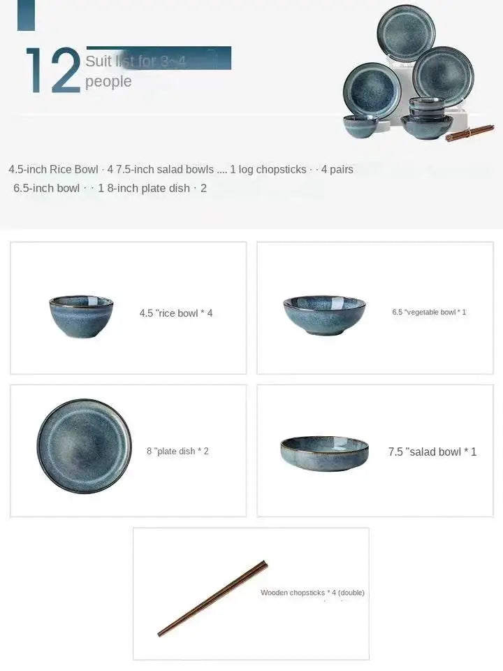 Lingao Retro Ceramic Tableware Set Porcelain Dinnerware