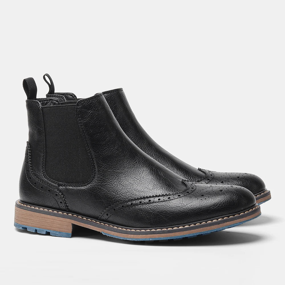 Hecrafted Men's Retro Leather Ankle Boots for Comfortable Spring Fashion and Everyday Wear