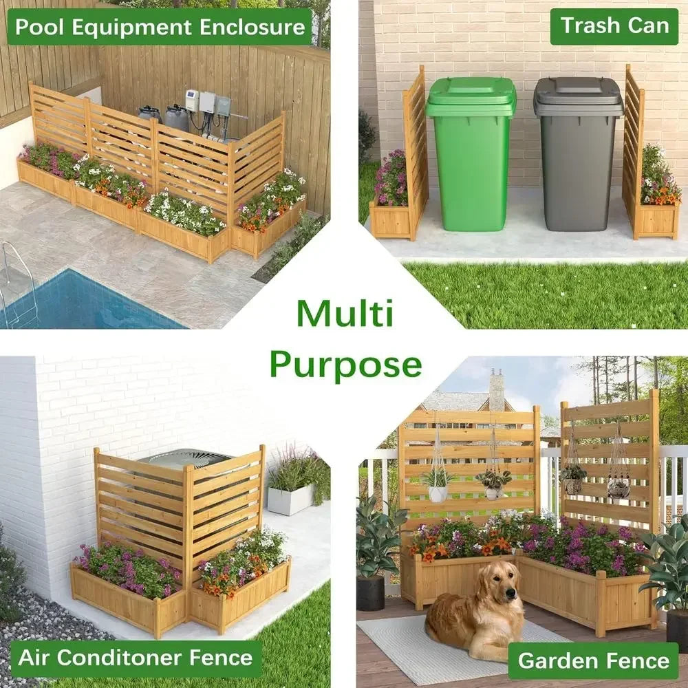 Outdoor Privacy Screen With Planter For Pool Area Easy Assembly