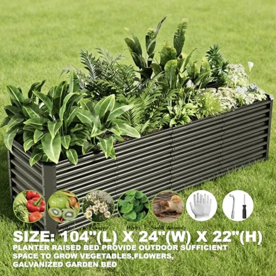 OLOEY Raised Garden Bed Kit Galvanized Planter Outdoor Metal Beds