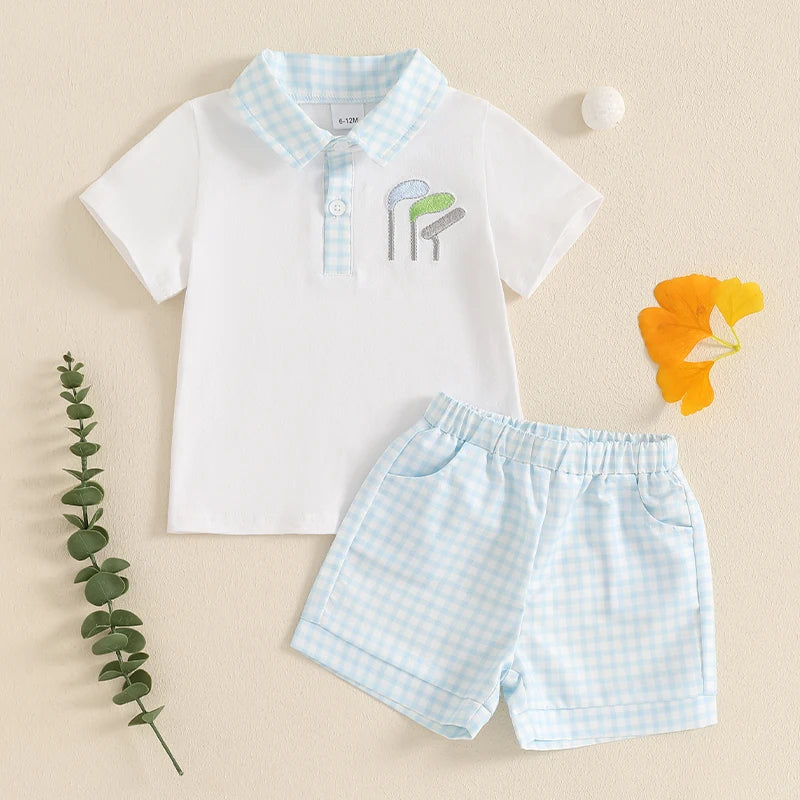 Emmababy Boys 2 Piece Set With Golf Club Embroidery