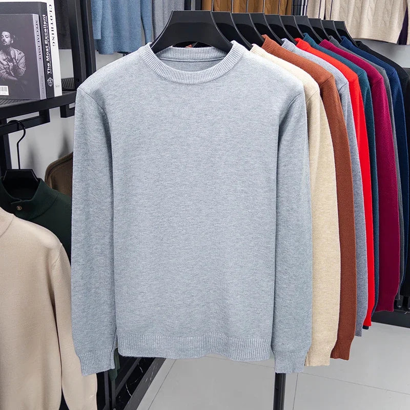 Men's Casual Knit Sweater Round Neck Diamond Pattern