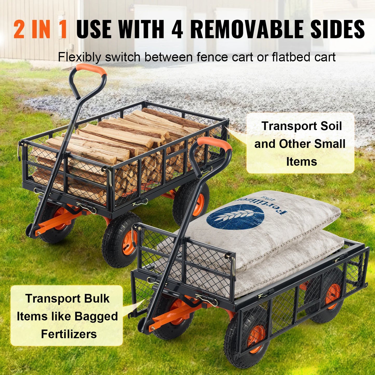 SucceBuy Garden Cart Sturdy Metal Utility Wagon 400 880 Capacity