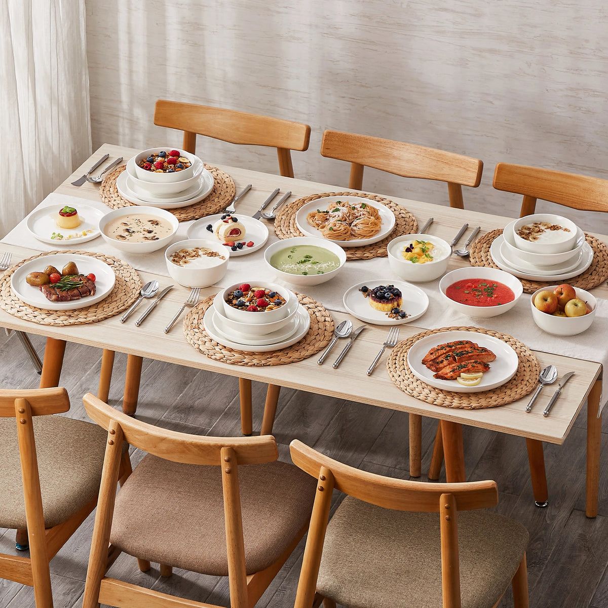 Malacasa Premium Ceramic Dinnerware Set With Bowls