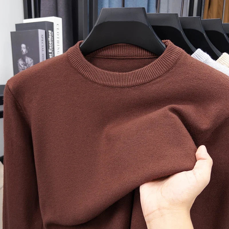 Men's Casual Knit Sweater Round Neck Diamond Pattern
