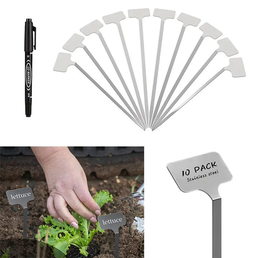Alloet Stainless Steel Plant Labels 10 Pack Weatherproof Garden Markers