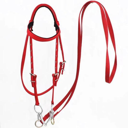 PU Leather Horse Bridle Set With Headstall Reins Bit Adjustable