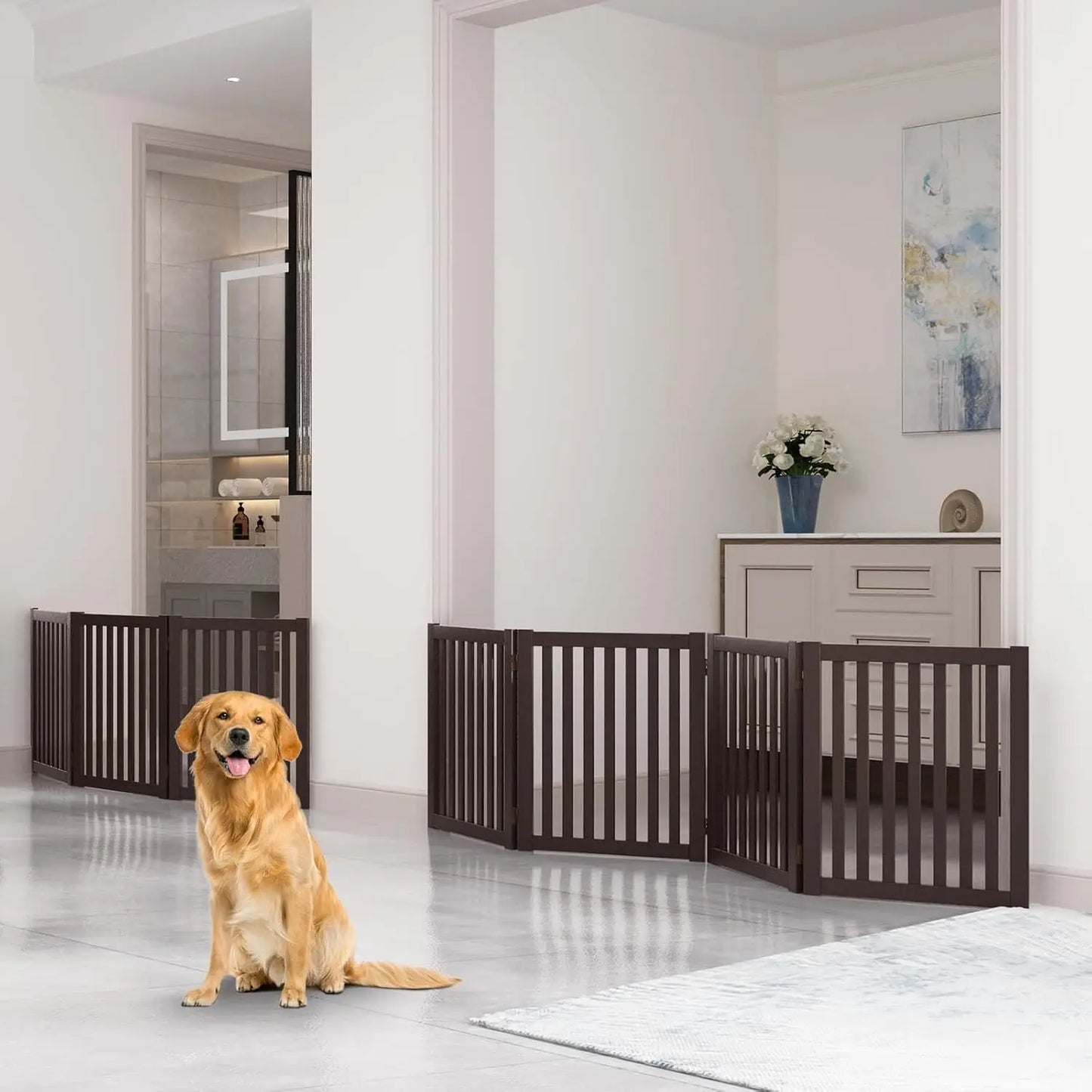 Foldable Wooden Pet Gate for Indoor Use