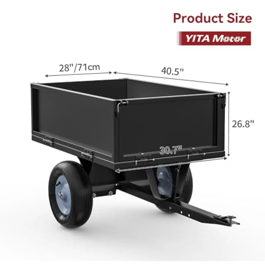 Heavy Duty Tow Behind Dump Cart For Lawn Tractors 500-Lb Capacity