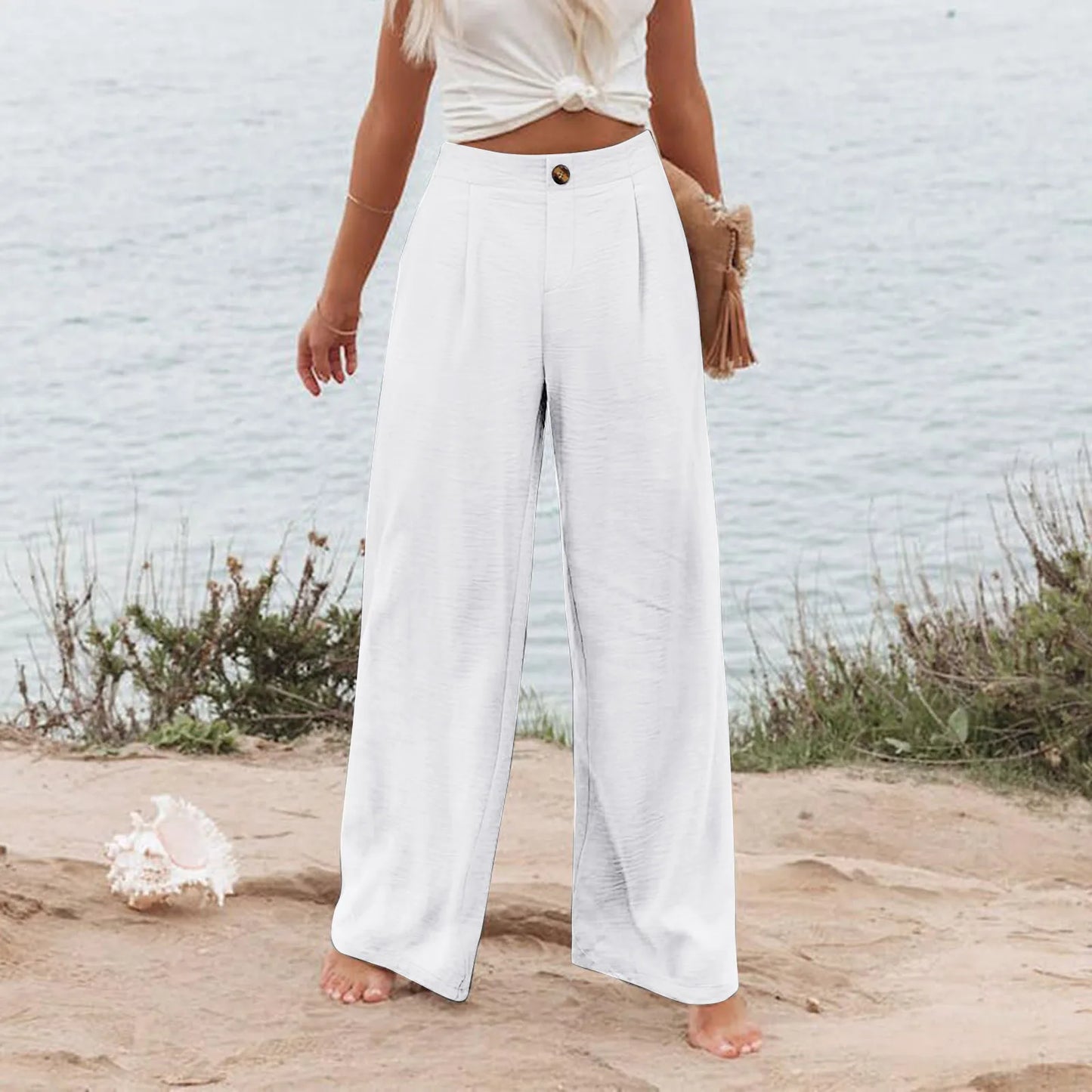 Cakulo Cotton Linen Pants Women Casual Lightweight Trousers With Pockets