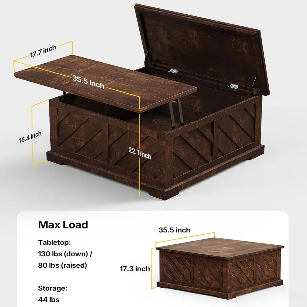 Lift Top Coffee Table With Storage And Hidden Compartment