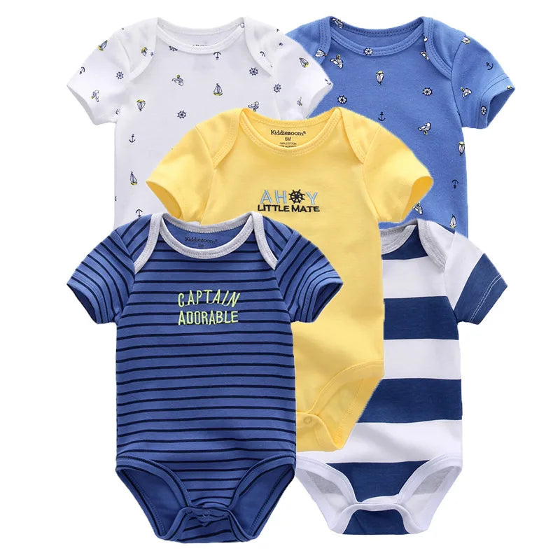 Kiddiezoom Summer 5 Piece Cartoon Bodysuits For Babies