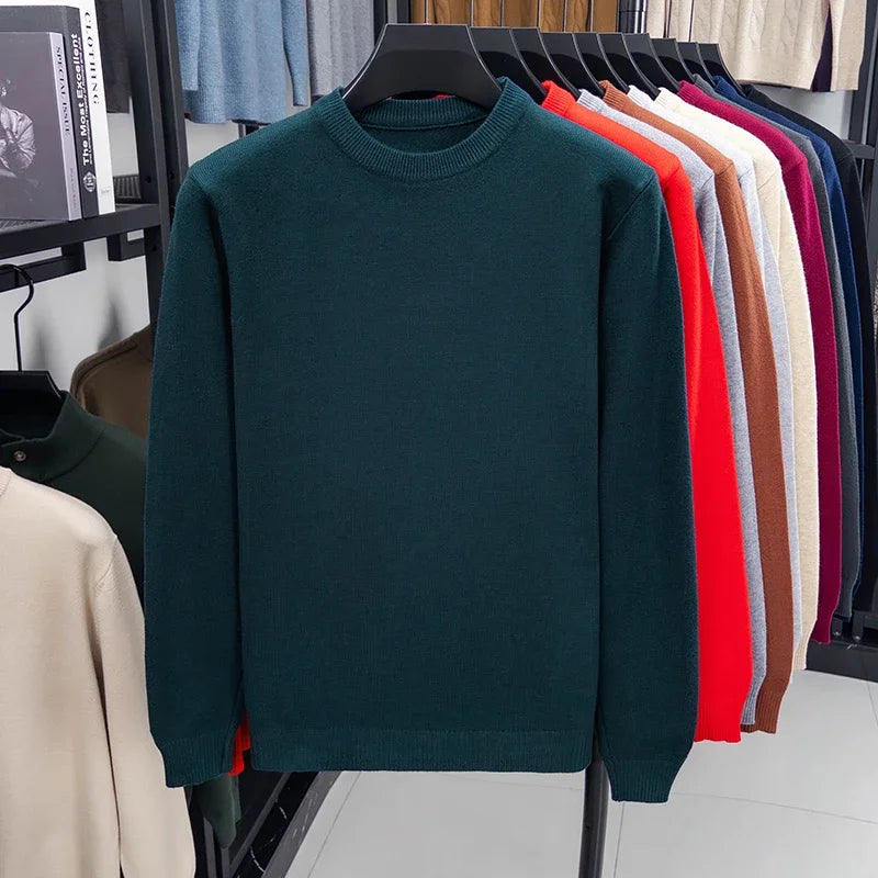 Men's Casual Knit Sweater Round Neck Diamond Pattern