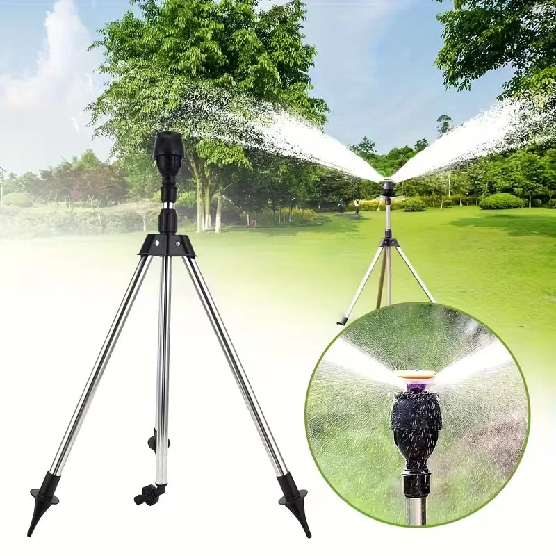 360° Rotating Retractable Lawn Sprinkler, Stainless Steel Irrigation System with Adjustable Tripod & Atomizing Nozzle for Garden