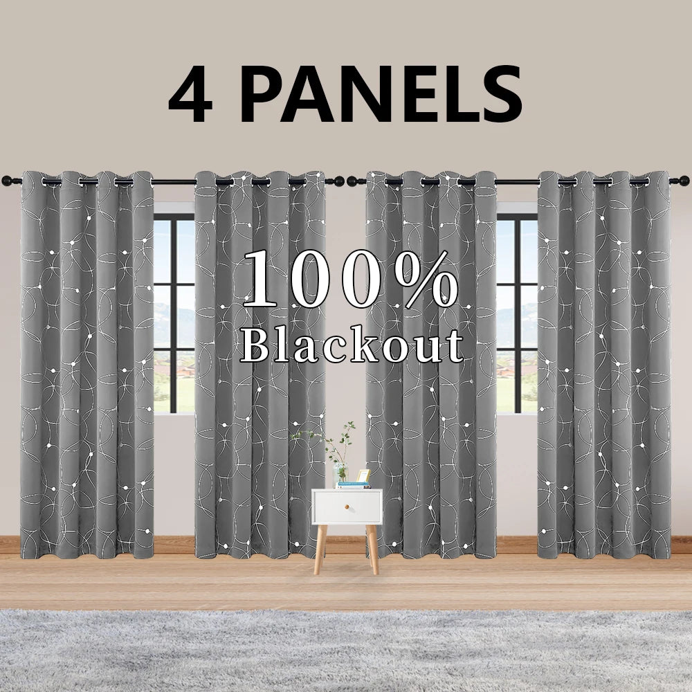 Circle And Dots Foil Thermal Insulated Curtains